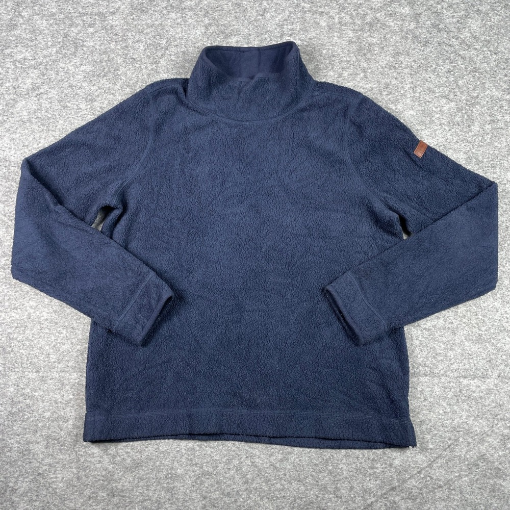 L.L. Bean Sherpa Fleece Pullover Womens M Navy Blue Funnel Neck Outdoor